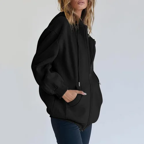 Vista 2 de Lingbing Sudaderas ligeras con capucha para mujer, sudaderas Y2K con capucha para mujer, sudaderas casuales de manga larga, chaquetas con bolsillos