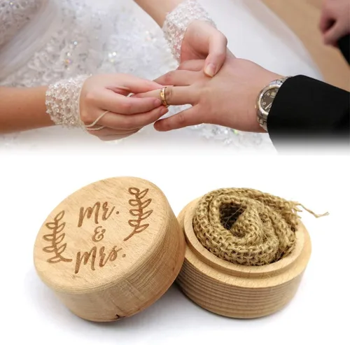 Vista 8 de Personalizado Grabado Rústico Boda Caja de Madera Joyería Baratija Almacenamiento Co