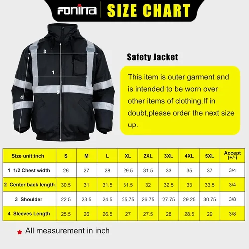Vista 7 de FONIRRA - Chaquetas bomber de alta visibilidad con forro polar, ANSI Clase 2, chaqueta reflectante impermeable para hombres