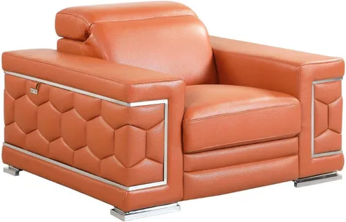 Vista 24 de Blackjack Furniture Usry - Sofá tapizado de piel italiana, color caqui