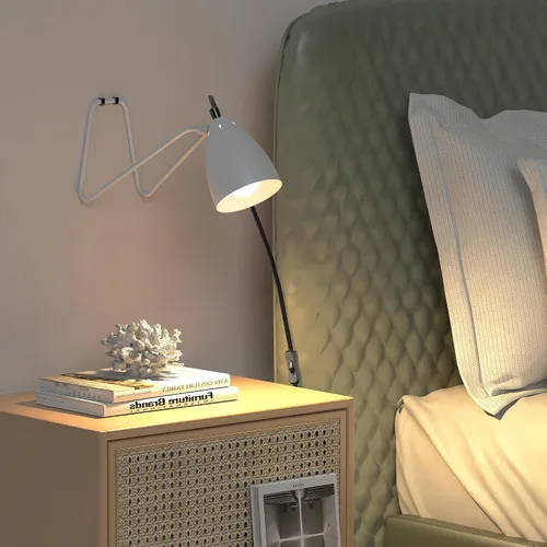 Vista 9 de PARTPHONER Juego de 2 lámparas de mesa pequeñas giratorias de 350°, modernas lámparas de noche de lectura blancas, adecuadas para estudio