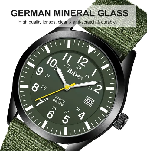 Vista 7 de Relojes militares para hombre reloj militar militar de cuarzo analógico impermeable para hombre pantalla de fecha nailon táctico deportes y relojes