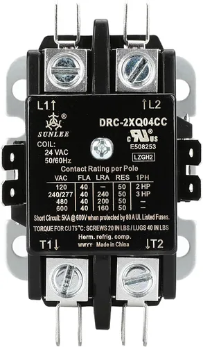 Vista 3 de SUNLEE 2 polos FLA 40 Amp Coil 24 VAC Aire acondicionado Condensador Compresor Contactor AC propósito definido Contactor Universal Fit UL reconocido