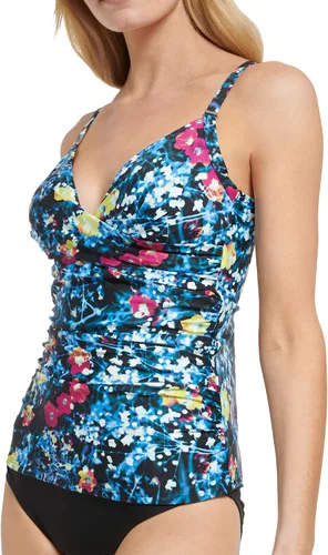 Vista 2 de Calvin Klein Traje de baño tankini estándar para mujer con correas ajustables y control de abdomen