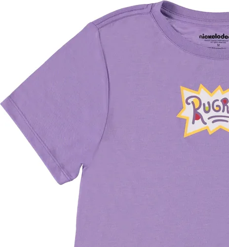 Vista 3 de Nickelodeon Camisa de moda para mujer de los años 90, Rugrats, Angelica and Chuckie - Camiseta de manga corta con dobladillo curvado delantero