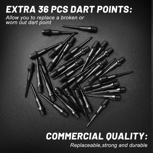 Vista 5 de Accmor 12 piezas de dardos con punta de plástico, juego de dardos de punta suave, dardo de punta de plástico de 14g, se adjunta extra 36 puntas