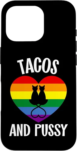 Vista 20 de Funda Queer para iPhone 14 Pro Max Lesbian Pride Stuff Tacos y Pussy Cats