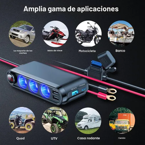 Vista 3 de EUGIZMO Divisor del encendedor de cigarrillos, toma de corriente