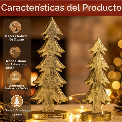 Vista 4 de Mie Creations Juego de 2 figuras de árbol de Navidad, decoraciones rústicas de Navidad para el hogar, sala de estar, centro de mesa, repisa