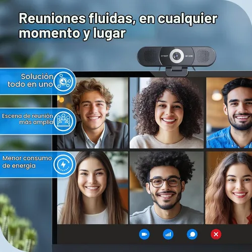 Vista 4 de EMEET C980 PRO Cámara web 4K 3-en-1 con micrófono y altavoz, cámara web de gran angular de 60°-98° con 4 micrófonos con cancelación de ruido, 2