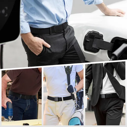 Vista 7 de UNGGJKB Cinturones tácticos de nailon para hombre, paquete de 5 cinturones casuales de lona militar para exteriores, cinturones sin metal