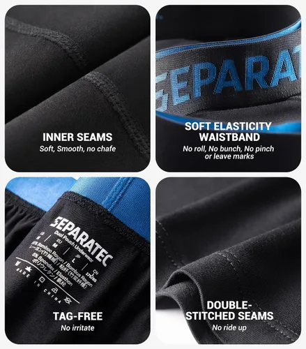 Vista 6 de Separatec Calzoncillos tipo bóxer de rayón de bambú para hombre, transpirables y suaves, con diseño de bolsa de malla, paquete de 7