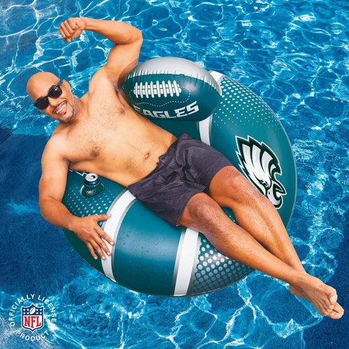 Vista 2 de BigMouth 42” Inflatable Pool Floats Officially Licensed NFL Fan Gear Merchandise Back Support Inner Tube for Adults and Teens