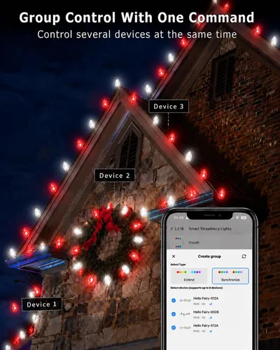 Vista 8 de Luces de Navidad inteligentes RGB C9 para exteriores de 66 pies, luces