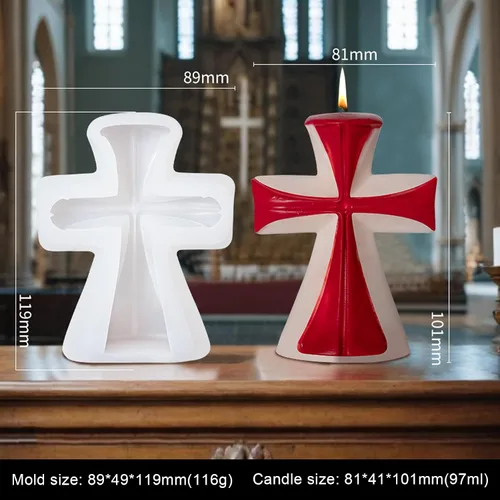Vista 2 de Moldes de silicona para velas cruzadas, molde de fundición de resina para hacer velas religiosas, yeso de arcilla polimérica
