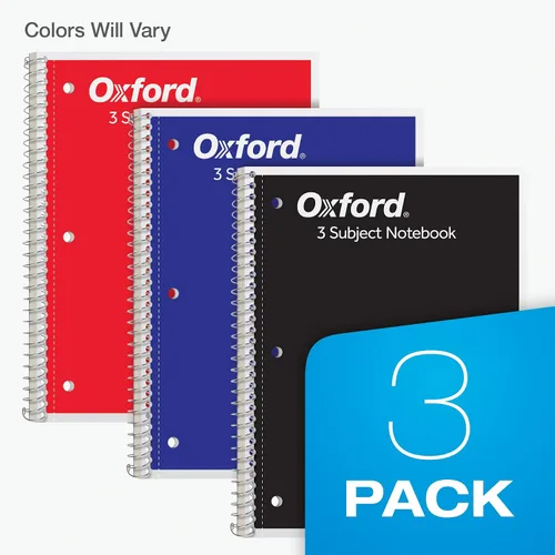 Vista 6 de Cuadernos en espiral Oxford, paquete de 3, 3 materias, cuadernos rayados universitarios para la escuela, 8 x 10.5 pulgadas, 120 hojas, 2 divisores