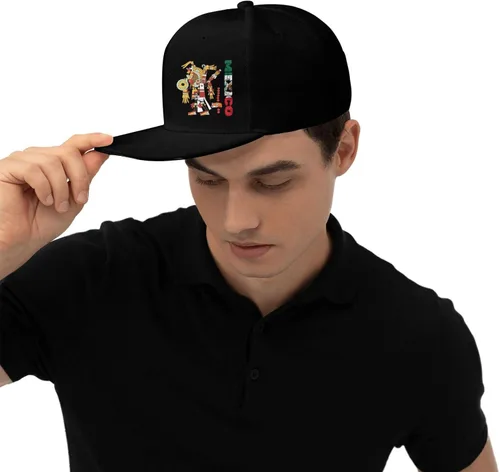 Vista 9 de Gorra de béisbol con visera plana ajustable para hombre y mujer, diseño de bandera mexicana