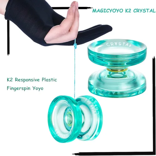 Vista 3 de Yoyo sensible K2 para niños y principiantes con giros suaves y diseño de giro de dedos+yoyo k2 para principiantes, reemplazo de yoyos de doble