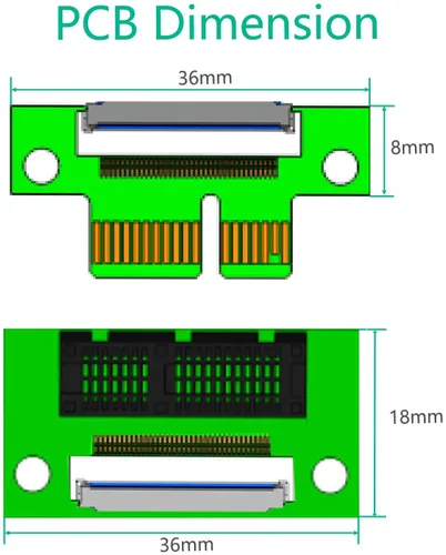 Vista 3 de HLT PCI-e PCI Express 36PIN 1X Cable de extensión extensor con conector chapado en oro (longitud de línea: 7.9 in)
