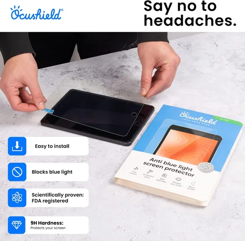 Vista 5 de Ocushield Protector de pantalla de vidrio templado antiluz azul para Apple iPad Mini 1/2/3 (7.9") - Filtro de luz azul para iPad - Anti reflejo