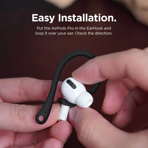 Vista 7 de elago Ganchos para las orejas diseñados para AirPods Pro 3 y Pro 2 y Pro, 4, 3, 2 y 1, accesorios para auriculares, antideslizantes, diseño Negro