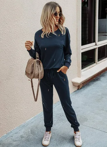 Vista 16 de Prettygarden - Conjunto de pijama de dos piezas para mujer, diseño de teñido anudado, sudadera informal de manga larga con pantalones largos, ropa