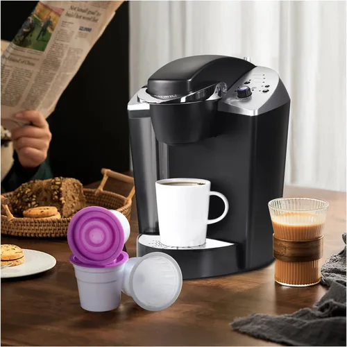 Vista 8 de 12 cápsulas desechables K Cups compatibles con cafeteras Keurig 1.0 y 2.0, cápsulas de café rellenables de bricolaje, K-Cups vacías con tapas