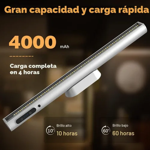 Vista 3 de Hapfish Tira de luces de pared con pilas, barra de luz LED magnética Plateado