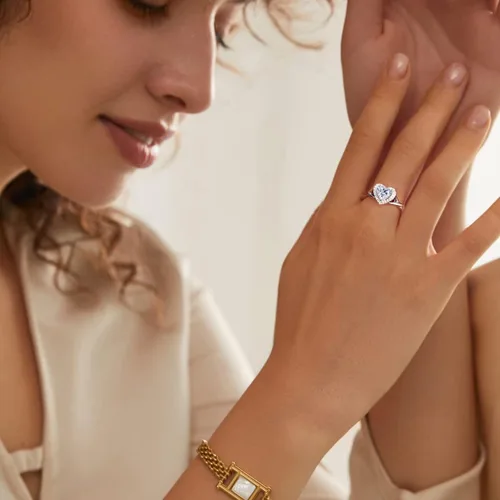 Vista 3 de BELLNA Anillo de promesa de plata de ley 925 para mujer, anillo de compromiso de boda de compromiso de boda con zafiro azul rubí y esmeralda