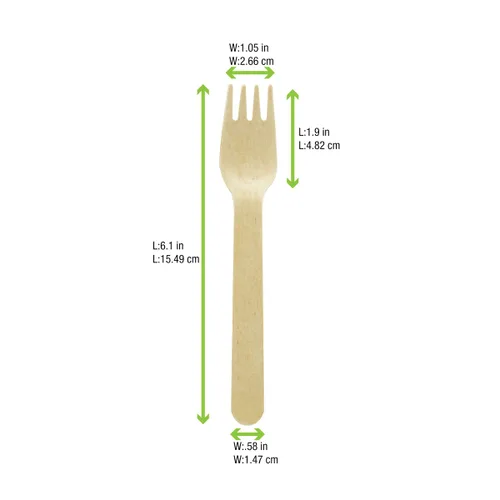 Vista 3 de PacknWood 210CVB1 Cubiertos de Madera - Tenedor - 6.2" - 2000 por caja