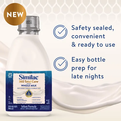 Vista 4 de Similac 360 Total Care Hecho con leche entera, fórmula para bebés lista