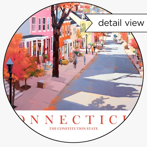 Vista 3 de ColorAndFlair Connecticut Travel Print Constitution State Souvenir CT Naturaleza, rosa, naranja, verde azulado, arte de pared, póster de paisaje