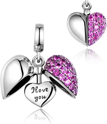 Vista 8 de GW Colgante de plata de ley 925 con dije de corazón para mujeres y niñas, Cristal Metal, cristal