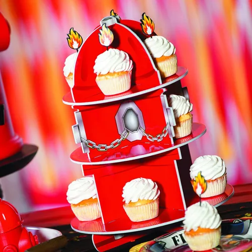 Vista 3 de Fun Express - Soporte para cupcakes en forma de boca de incendio, 15 1/2 x 11 pulgadas