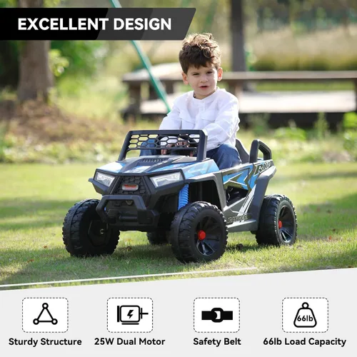 Vista 2 de TOBBI Coche eléctrico para niños de 12 V, camión de juguete para conducir Azul