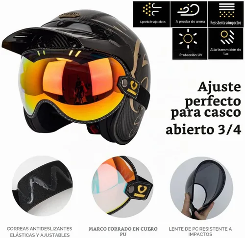 Vista 4 de Protector retro para casco de motocicleta, visera de burbujas, lentes de policarbonato de repuesto universal para casco completo de cara abierta