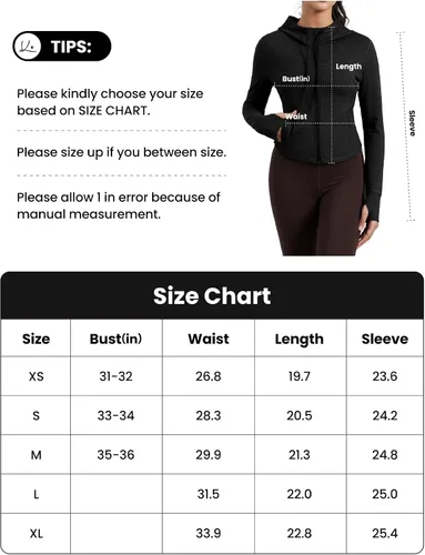 Vista 6 de QUEENIEKE Chaqueta de entrenamiento para mujer, con cremallera completa, sudadera con capucha para correr, ajustada, para yoga, recortada