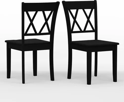 Vista 3 de Glenwillow Home Sillas de comedor de madera maciza con doble respaldo en X en negro (juego de 2)