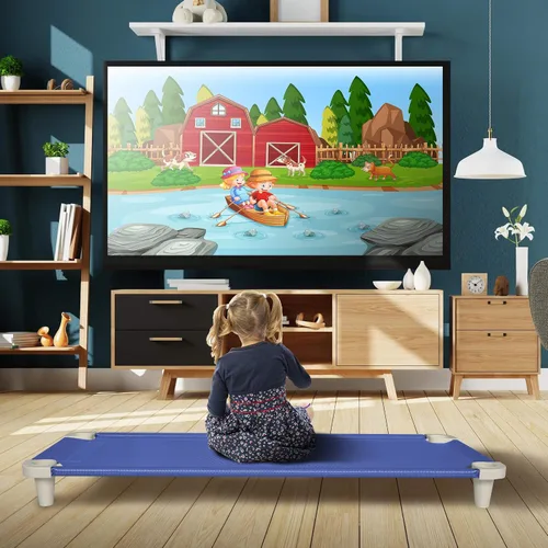 Vista 5 de Acrimet Cuna de siesta para niños, cama portátil para niños pequeños, apilable, 52 pulgadas de largo (tubos de acero inoxidable)