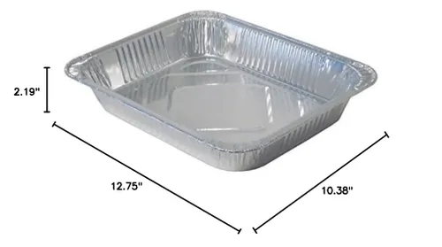 Vista 5 de Durable Packaging Sartenes de mesa de vapor de aluminio, tamaño medio, 2.19" de profundidad, 10.38 x 12.75, 100/cartón