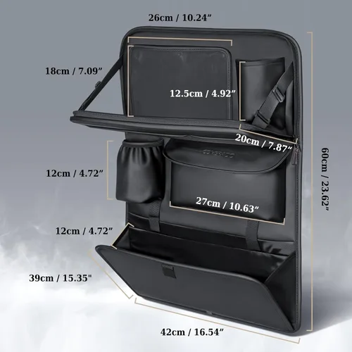 Vista 5 de Coverado Organizador para Asiento Trasero de Coche, Organizador de Asiento de Coche de Cuero Nappa con Soporte para Tableta de Pantalla Táctil