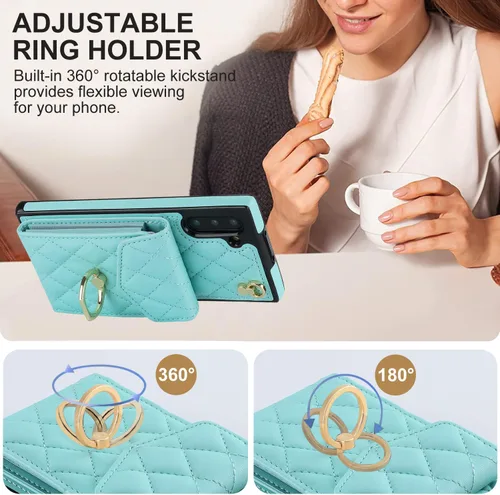 Vista 5 de Asuwish Funda de teléfono para Samsung Galaxy Note 10 5G con protector de pantalla de vidrio templado y correa para la muñeca, anillo con bloqueo
