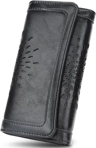 Vista 15 de Aphison - Cartera larga de cuero suave RFID para mujer, con caja de regalo