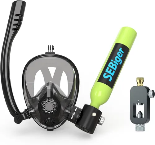Vista 12 de Máscara de snorkel Mini tanque de buceo 0.5L hasta 6 minutos de respiración submarina dentro de 30 pies de profundidad de buceo pequeño tanque