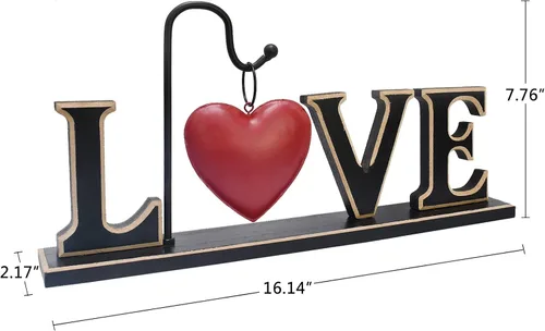 Vista 7 de Letrero de Amor de Madera Rústica Decoración de Mesa Independiente Bloque de Letras Recortadas Centro de Mesa Letrero Decorativo de Palabras Repisa