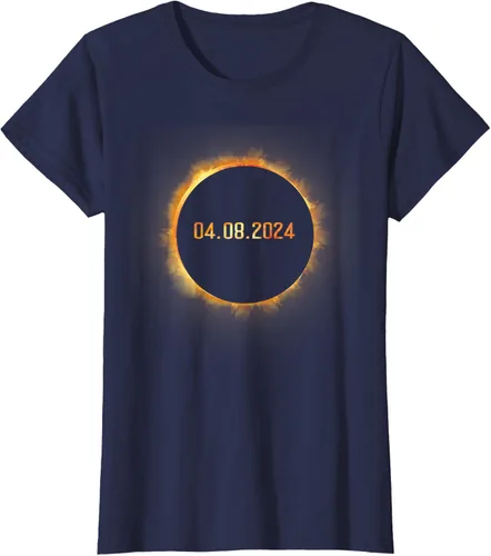 Vista 32 de Totality 04.08.24 Total Solar Eclipse 8 de abril de 2024 Eclipse Camiseta, Negro, S