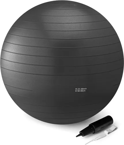 Vista 6 de Amazon Basics - Pelota antiestallido para ejercicios con bomba, diámetro de 23-26