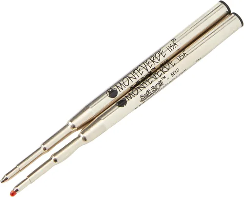 Vista 3 de Monteverde Recambio de bolígrafo para adaptarse a Montblanc, mediano, negro, paquete de 2 Recambio de bolígrafo suave y confiable hecho