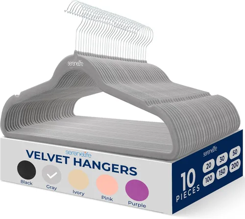 Vista 31 de SereneLife Paquete de 10 Perchas para Ropa de Terciopelo – Perchas Antideslizantes para Ropa con Diseño de Servicio Pesado, Perchas Delgadas que