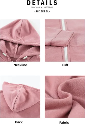 Vista 4 de Sidefeel Sudadera con capucha de manga larga con cremallera para niñas, abrigo casual con bolsillos 4Y-13Y